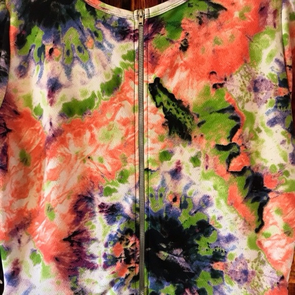 LuLaRoe Bright Tie Dye Watercolor Amelia Dress White Green Coral Black Neon XL 🦄 - Picture 4 of 5